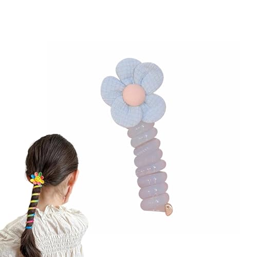 Telefonkabel Haargummi Bunte Telefondraht-Haarbänder Für Kinder, Telefonkabel Haarband für Damen und Mädchen Spiral Haargummis Haarbänder mit Schleife, Haargummi Mit Gerader Spirale (1pc#17) von Battnot