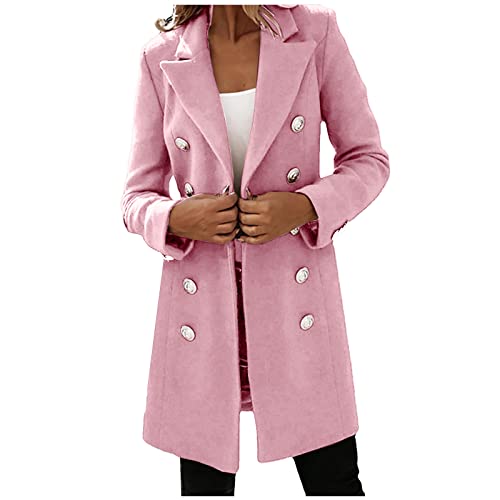 Trenchcoat Damen Langarm Lässige Mantel Lange Windjacke Oversized Winddichter Coat Schlanke Knöpfe Cardigan Damen Trenchcoat Zweireiher Mantel Revers Jacke Leichter Winterjacke Mantel Cardigan von Battnot