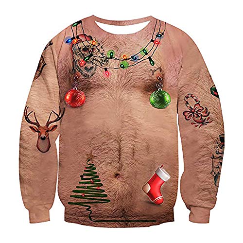 Ugly Weihnachtspullover Unisex Hässliche Komisch Pullover Weihnachtspullover für Herren Christmas Sweater Langarm Jumper Winter Weihnachtspullover Neuheit Ugly Weihnachtspulli S-3XL von Battnot