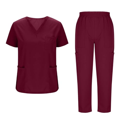 Unisex Medizinische Uniform, Krankenschwester Krankenhaus Berufskleidung mit Oberteil und Hose, V-Ausschnitt Schlupfkasack für Altenpflege Krankenpflege Scrubs für Frauen Set Medizinische Kleidung Unisex Medizinische Uniform, Krankenschwester Krankenhaus Berufskleidung mit Oberteil und Hose, V-Ausschnitt Schlupfkasack für Altenpflege Krankenpflege Scrubs für Frauen Set Medizinische Kleidung von Battnot