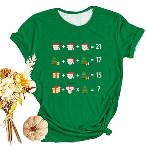 Weihnachts Tshirt Damen Weihnachtspullover Bluse Pullover Oberteile Weihnachtsshirt Damen Christmas Longshirt Kurzarm T-Shirt Weihnachtspulli Basic Shirt Weihnachtsbluse Kurzarmshirt Xmas Top von Battnot
