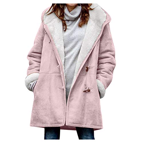 Winterjacke Damen Lang Fleecejacke Damen Wildleder Wintermantel Warm Gefüttert Jacke Damen Winter mit Kapuze Fleecejacke Mantel Fleece Locker Kapuzenjacke Flauschig Fleece Weich Warme Winterjacke von Battnot