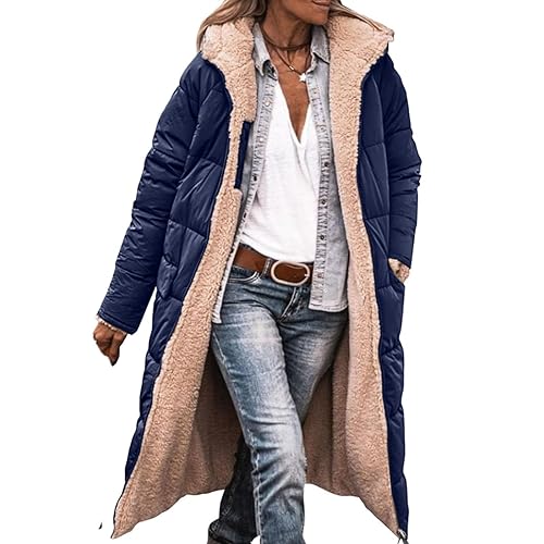 Winterjacke Damen Warm Mantel Damen Winter Winterparka Gefüttert Mantel Fleecejacke Damen Lang Kuschelig Fleecefutter Parka Mantel Große Größen Teddy Plüsch Steppjacke Windbreaker Übergangsjacke von Battnot