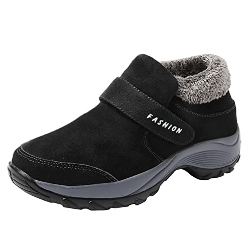 Winterstiefel Damen Gefüttert Winterschuhe Warme Flache Schneestiefel Damen Hausschuhe Outdoor Indoor Schuhe Plüsch rutschfeste bequemes Fleece Futter Fleece Baumwolle von Battnot