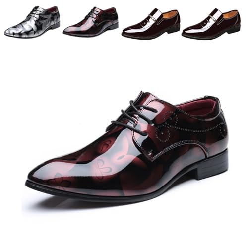 Business Schuhe Herren Anzugschuhe Oxford Derby Schuhe Brogues Lederschuhe Hochzeitsschuhe Schnürhalbschuhe Klassischer Business Schnürschuh Blau Gold Grau Rot Schwarz Braun Khaki 37-48 von Battnot