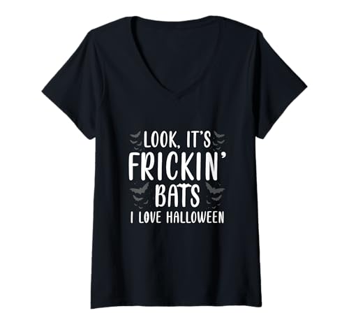 Damen Look It's Frickin' Bats I Love Halloween T-Shirt mit V-Ausschnitt Damen Look It's Frickin' Bats I Love Halloween T-Shirt mit V-Ausschnitt von Batty Mood Studio