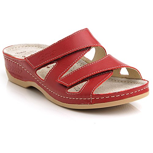 Batz ENI Hochwertige Damen Slip-On Sandalen Clogs, Rot, EU 40 von Batz