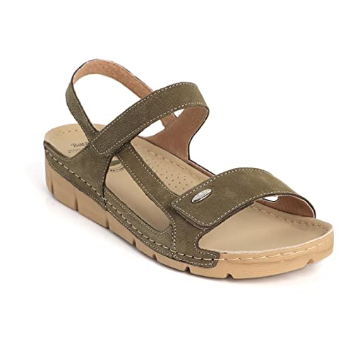 Batz MIRI Lederschuhe Sandalen Sandalette Clog Pantolette Komfortschuhe Hausschuhe, Damen, Olive, EU 41 von Batz