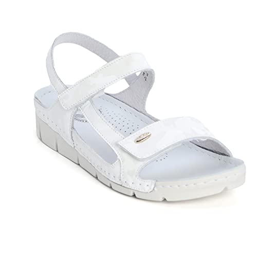 Batz MIRI Lederschuhe Sandalen Sandalette Clog Pantolette Komfortschuhe Hausschuhe, Damen, Weiß, EU 40 von Batz