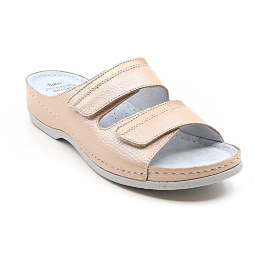 Batz REA Lederschuhe Sandalen Sandalette Clog Pantolette Komfortschuhe Hausschuhe, Damen, Pfirsich, EU 36 von Batz