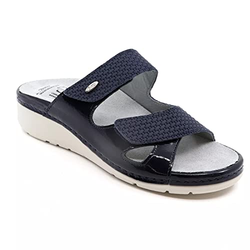 Batz Sorrento Lederschuhe Sandalen Sandalette Clog Pantolette Komfortschuhe Hausschuhe, Damen, Blau, EU 38 von Batz