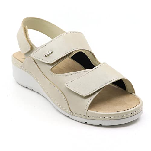 Batz TILDA Lederschuhe Sandalen Sandalette Clog Pantolette Komfortschuhe Hausschuhe, Damen, Beige, EU 38 von Batz