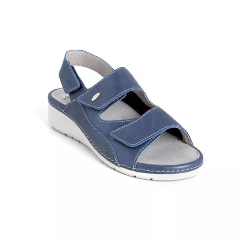 Batz TILDA Lederschuhe Sandalen Sandalette Clog Pantolette Komfortschuhe Hausschuhe, Damen, Blau, EU 40 von Batz