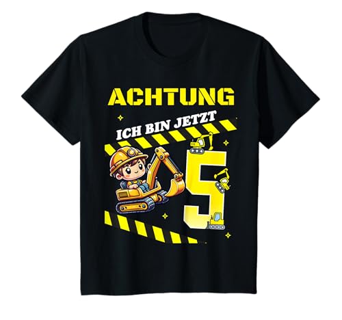 Kinder 5. Geburtstag Bagger Bauarbeiter 5 Jahre Alt Junge Geschenk T-Shirt von Bauarbeiter Kinder Geburtstag Geschenk Designs