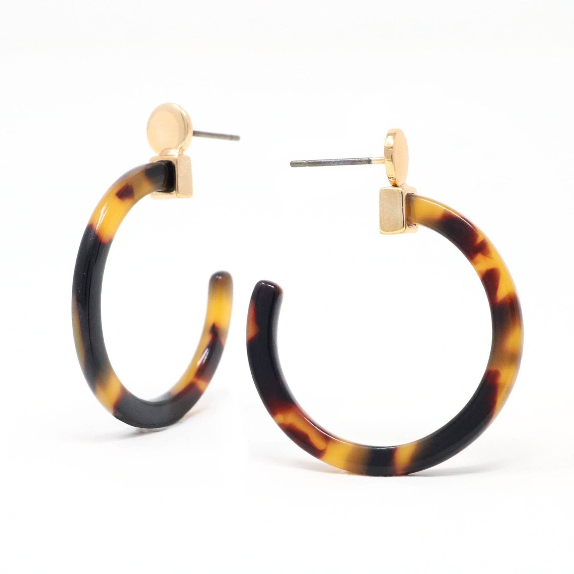 30 Mm Harz Ohrringe, Hoop Kreis Acetat Statement Multi Acetat, Schildkröte Creolen, Geschenk Für Sie von BaubleSky