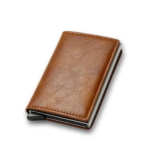 Baucha Rfid Kreditkartenetui Männer Brieftaschen Bank Kartenhalter Fall Kleine Leder Slim Dünn Magie Mini Brieftasche Smart Minimalistische Brieftasche 2023, Braun, Minimalistisch von Baucha