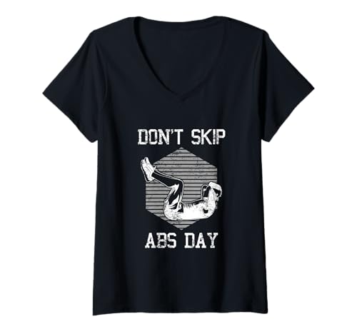 Damen Don't Skip Abs Day Fitnesstrainer Bauchmuskeltraining T-Shirt mit V-Ausschnitt Damen Don't Skip Abs Day Fitnesstrainer Bauchmuskeltraining T-Shirt mit V-Ausschnitt von Bauchmuskeltraining T-Shirts