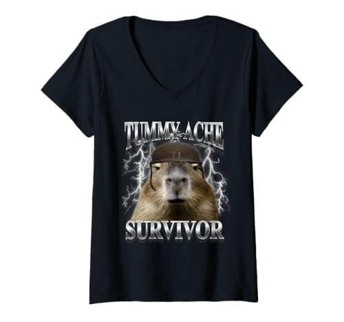 Damen Ich Habe den heutigen Bauch überlebt. T-Shirt mit V-Ausschnitt von Bauchschmerz Überlebender