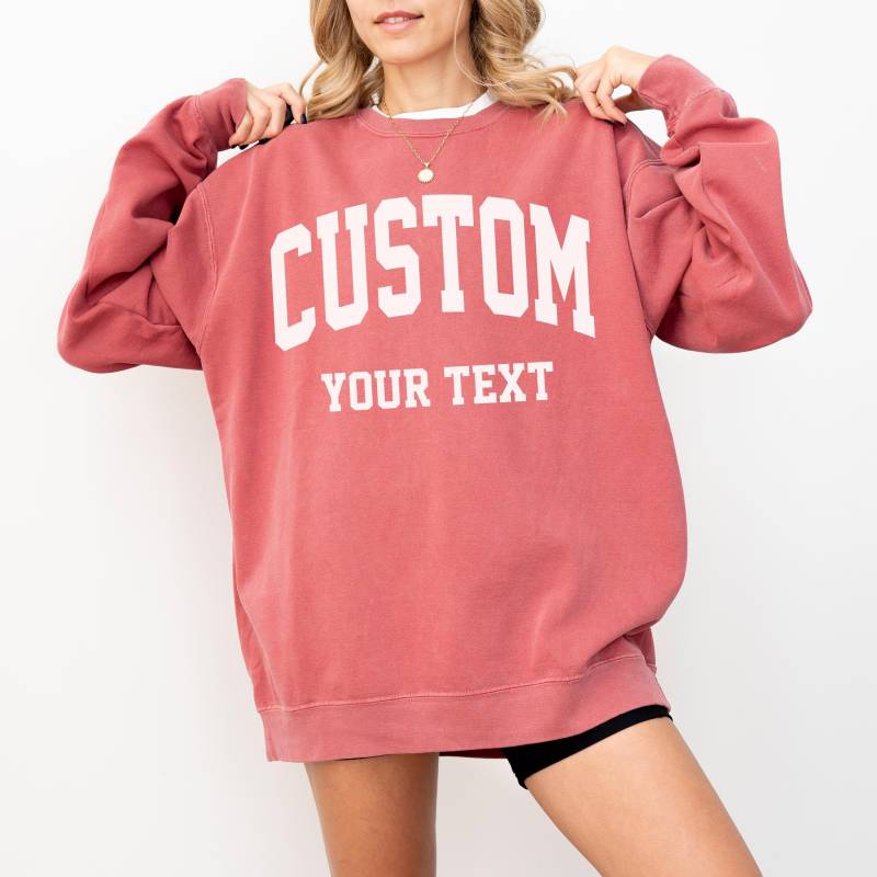 Collegiate Style Benutzerdefinierte Sweatshirt Personalisierte Geschenk Komfort Farben Rundhalsausschnitt Custom Team Schule Freizeitkleidung Weiche von BauerApparelStudio