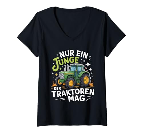 Damen Nur EIN Junge der Traktoren Mag Traktor T-Shirt mit V-Ausschnitt Damen Nur EIN Junge der Traktoren Mag Traktor T-Shirt mit V-Ausschnitt von Bauerhof Liebe Kollektion