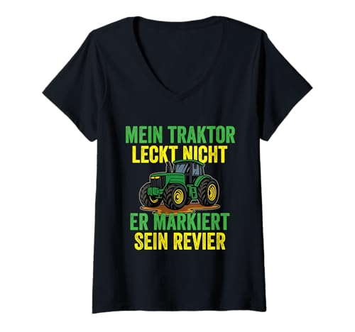 Damen Traktor Spruch Lustiges Landwirt Outfit Geschenk Für Bauern T-Shirt mit V-Ausschnitt Damen Traktor Spruch Lustiges Landwirt Outfit Geschenk Für Bauern T-Shirt mit V-Ausschnitt von Bauernhof Kleidung Traktor Fans Bauernkind Humor
