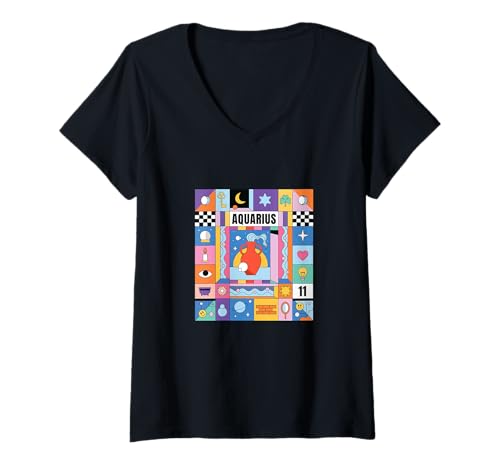 Damen Aquarius Sternzeichen Bauhaus Stil - Moderne Astrologie Kunst T-Shirt mit V-Ausschnitt Damen Aquarius Sternzeichen Bauhaus Stil - Moderne Astrologie Kunst T-Shirt mit V-Ausschnitt von Bauhaus Astrology Collection