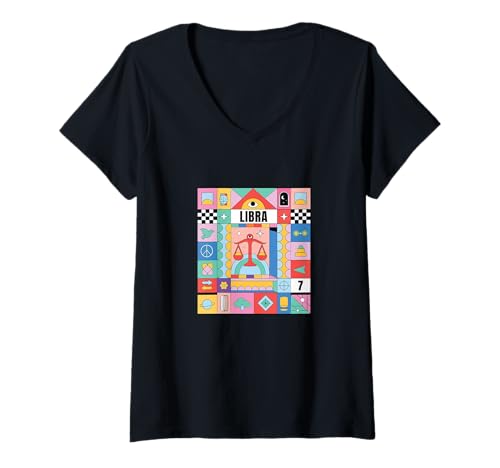 Damen Libra Sternzeichen Bauhaus Stil - Moderne Astrologie Kunst T-Shirt mit V-Ausschnitt Damen Libra Sternzeichen Bauhaus Stil - Moderne Astrologie Kunst T-Shirt mit V-Ausschnitt von Bauhaus Astrology Collection