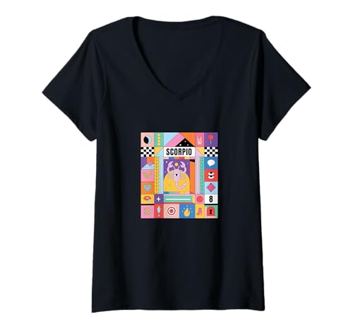 Damen Scorpio Sternzeichen Bauhaus Style - Moderne Astrologie Kunst T-Shirt mit V-Ausschnitt Damen Scorpio Sternzeichen Bauhaus Style - Moderne Astrologie Kunst T-Shirt mit V-Ausschnitt von Bauhaus Astrology Collection