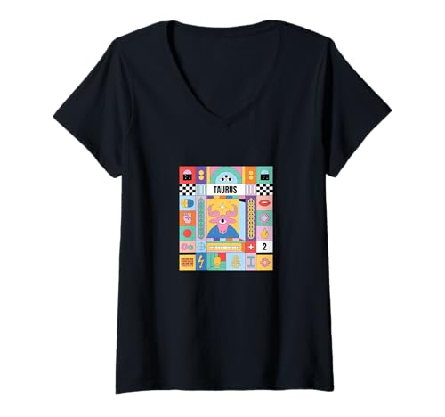 Damen Taurus Sternzeichen Bauhaus Stil - Moderne Astrologie Kunst T-Shirt mit V-Ausschnitt Damen Taurus Sternzeichen Bauhaus Stil - Moderne Astrologie Kunst T-Shirt mit V-Ausschnitt von Bauhaus Astrology Collection
