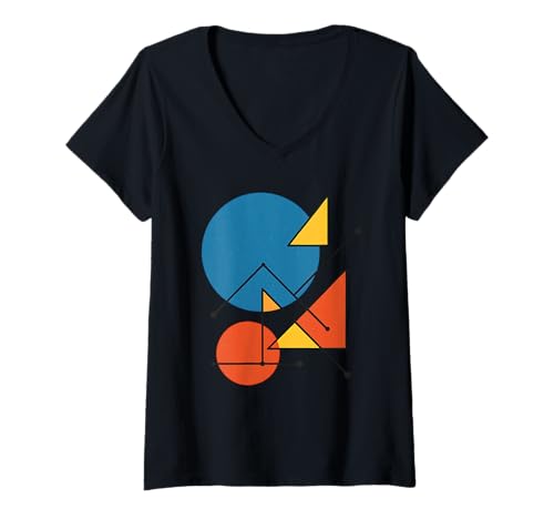 Damen Bauhaus Geometrie 1919–1933 – Abstrakte Formen Komposition T-Shirt mit V-Ausschnitt Damen Bauhaus Geometrie 1919–1933 – Abstrakte Formen Komposition T-Shirt mit V-Ausschnitt von Bauhaus Geometrie Designs