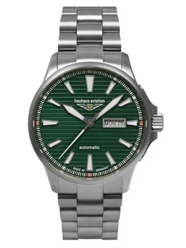 Bauhaus Aviation 2862M-4 Herrenuhr mit Edelstahlband Automatik 10 ATM Saphirglas Tag/Datum von Bauhaus