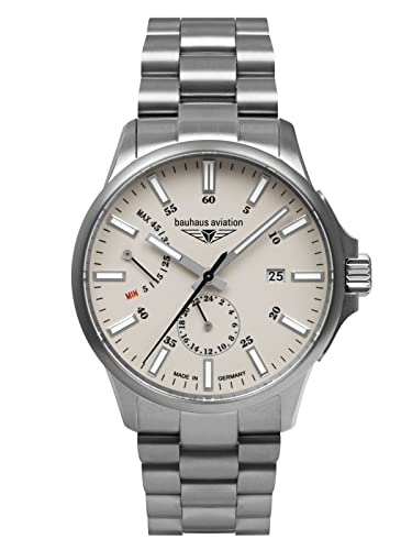 Bauhaus Aviation Herrenuhr mit Titanband Automatik 10 ATM Saphirglas Gangreserve Datum 2860M-5 von Bauhaus