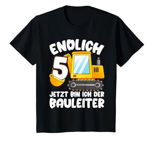 Bagger Jungs Endlich 5 Jetzt Bin Ich Bauleiter Baumeister T-Shirt von Baumeister Bagger Baggerfahrer Geschenke