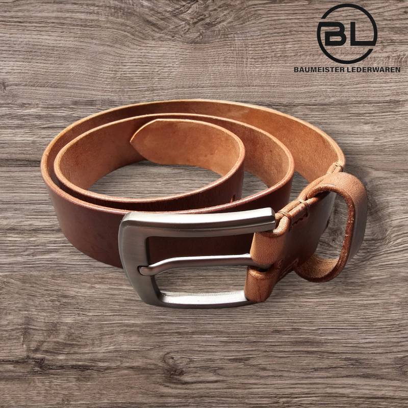 Gürtel Cognac Aus Geschirrleder, Maßgeschneidert von BaumeisterLederwaren
