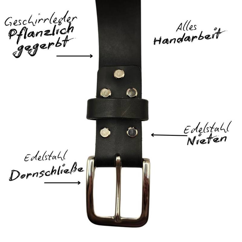 Gürtel Schwarz Aus Geschirrleder, Maßgeschneidert von BaumeisterLederwaren