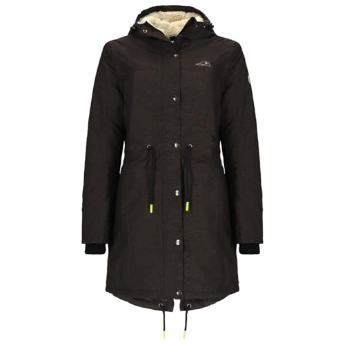 Baumfuchs Damen Funktionsparka mit Sherpa-Futter - Funktionsjacke mit Kapuze und verstellbarer Taille in Kaffee meliert Größe 42 von Baumfuchs