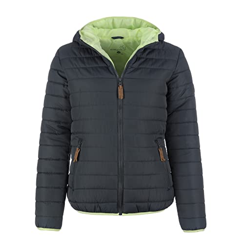 Baumfuchs Damen Steppjacke - Gesteppte Jacke mit Kapuze in Anthrazit-Lime Größe 44 von Baumfuchs