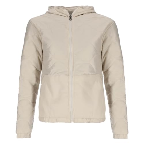 Baumfuchs Damen Wendejacke Berberfleece mit Kapuze - Fleecejacke mit Beuteltasche und Eingriffstaschen in Beige Größe M von Baumfuchs
