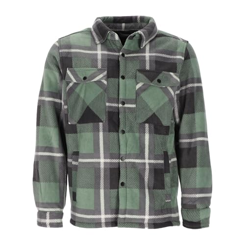 Baumfuchs Herren Thermohemd mit Karomuster - Hemd-Jacke Sherpafleece-Futter in Grün-Kaffee Größe XXL von Baumfuchs