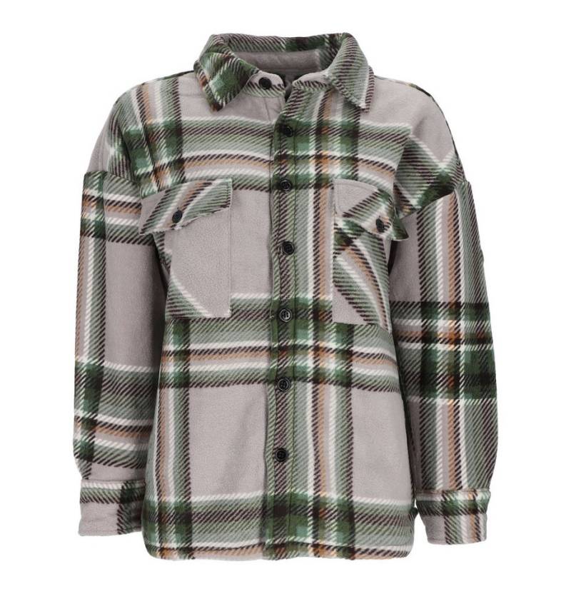 Baumfuchs Langarmhemd Damen Overshirt mit Karomuster - Hemd-Jacke mit Sherpa-Futter von Baumfuchs