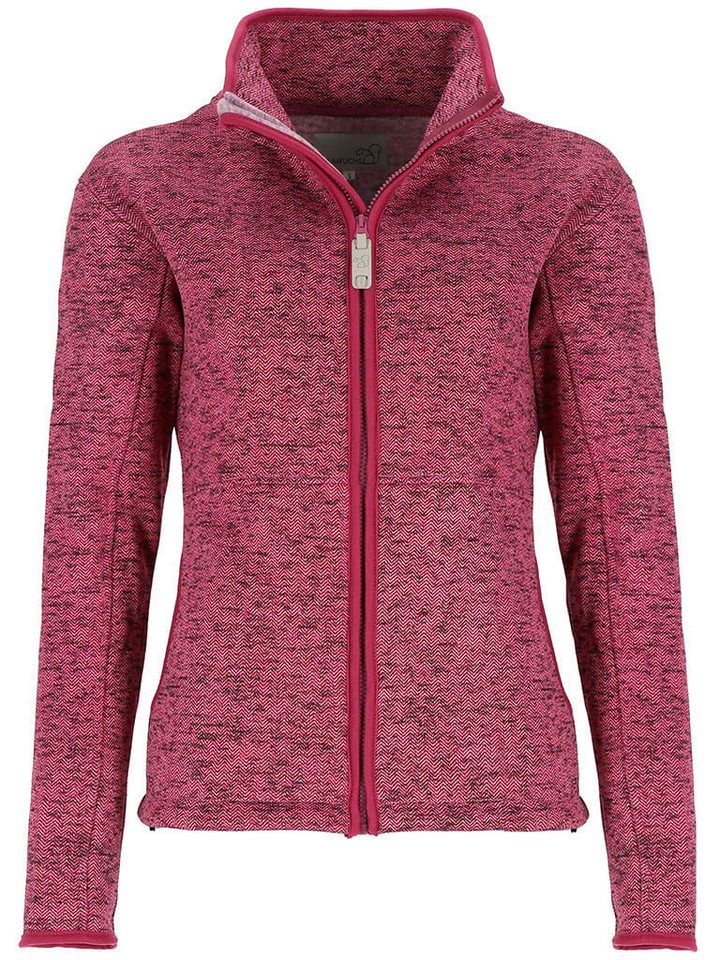 Baumfuchs Strickfleecejacke Damen Fleecejacke im Zick-Zack-Streifen-Design mit Stehkragen von Baumfuchs
