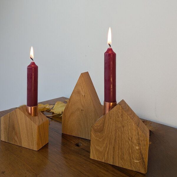 Baumkrone Deko-Holzhäuser aus Eiche mit Kerze oder Glasvase von Baumkrone