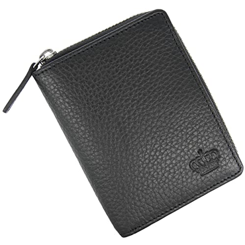 Baur Damen Geldbörse Echt Leder Geldtasche | Geldbeutel mit RFID Schutz | kleines Portemonnaie viele Kartenfächer | Wallet mit Druckknopfverschluss & Reißverschluss-Compartment (Schwarz) von Baur since 1976