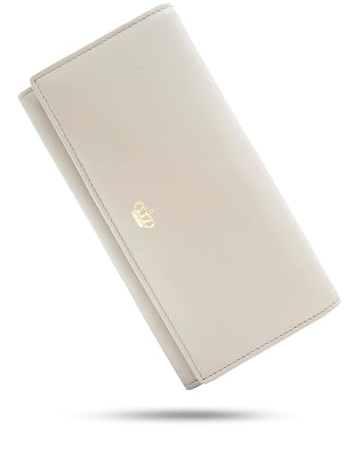 Baur Damen Geldbörse | Echtleder-Geldbeutel mit RFID Schutz | Großes Portemonnaie viele Kartenfächer | Weiches Vollleder | Geldtasche mit Druckknopfverschluss (Creme) von Baur since 1976