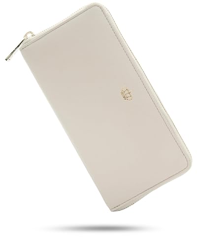 Baur Damen Geldbörse | Echtleder-Geldbeutel mit RFID Schutz | Großes Portemonnaie viele Kartenfächer | Weiches Vollleder | Geldtasche mit Rundum-Reißverschluss (Creme) von Baur since 1976