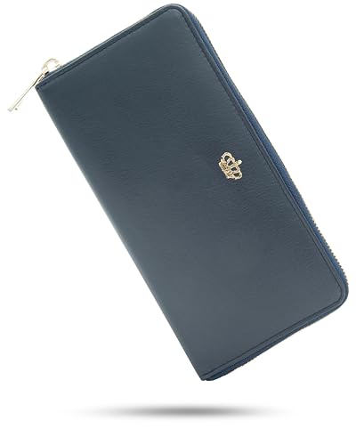 Baur Damen Geldbörse | Echtleder-Geldbeutel mit RFID Schutz | Großes Portemonnaie viele Kartenfächer | Weiches Vollleder | Geldtasche mit Rundum-Reißverschluss (Dunkelblau) von Baur since 1976