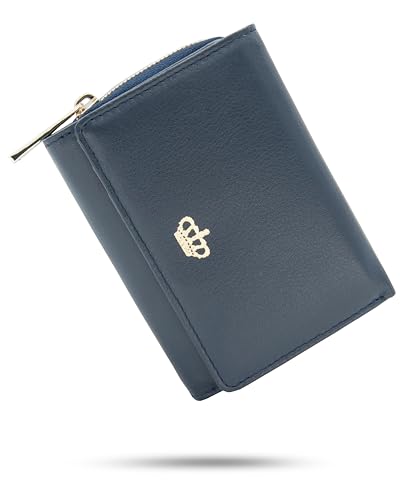 Baur Damen Geldbörse | Echtleder-Geldbeutel mit RFID Schutz | Kleines Portemonnaie mit Kartenfächer und Münzfach | Weiches Vollleder | Geldtasche mit Druckknopfverschluss (Dunkelblau) von Baur since 1976