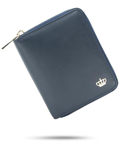Baur Damen Geldbörse | Echtleder-Geldbeutel mit RFID Schutz | Kleines Portemonnaie mit Kartenfächer und Münzfach | Weiches Vollleder | Geldtasche mit Rundum-Reißverschluss (Dunkelblau) von Baur since 1976