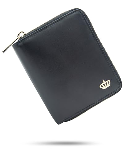 Baur Damen Geldbörse | Echtleder-Geldbeutel mit RFID Schutz | Kleines Portemonnaie mit Kartenfächer und Münzfach | Weiches Vollleder | Geldtasche mit Rundum-Reißverschluss (Schwarz) von Baur since 1976