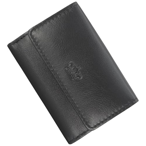 Baur Damen und Herren Geldbörse Echt Leder Geldtasche | Mini-Geldbeutel mit RFID Schutz | Kleines Portemonnaie mit 2 Kartenfächer | Schein- & Münzfach | Wallet mit Druckknopf (Schwarz) von Baur since 1976